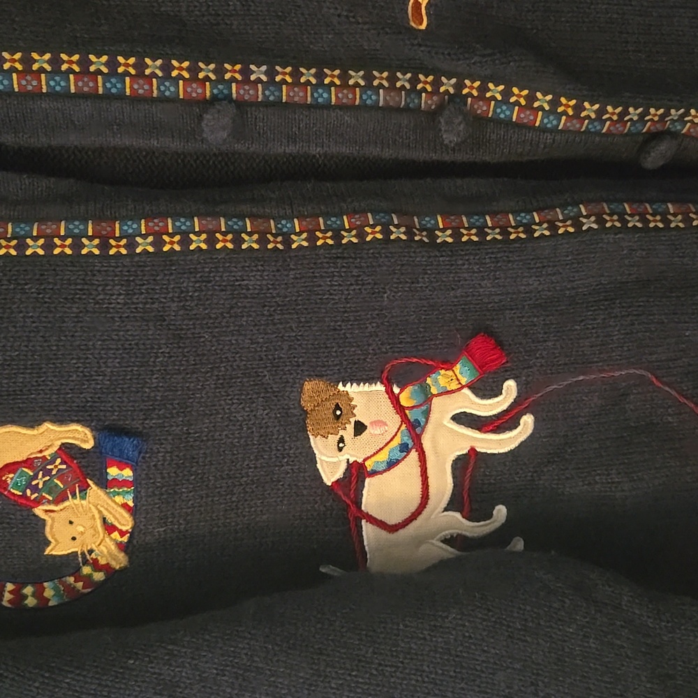 Bechamel Dark Blue Cardigan with Animal Designs - Picture 2 of 10